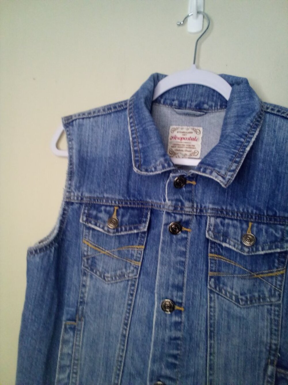 Aeropostale Denim Vest Women L Button Up Sleeveless Jacket Y2K Blue - Picture 4 of 14